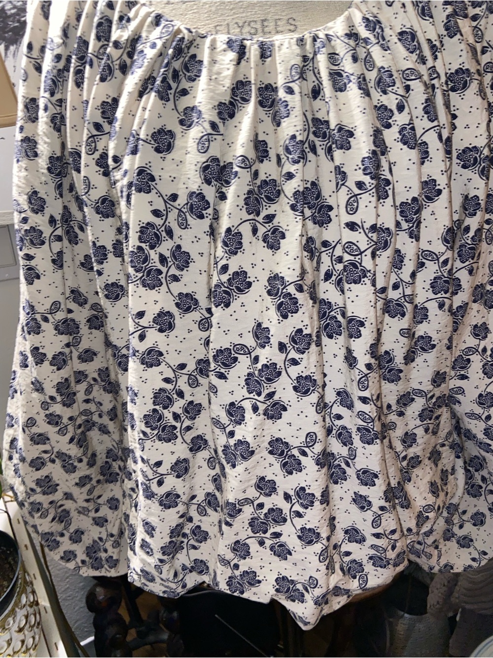 Women’s White and Navy Floral Skirt